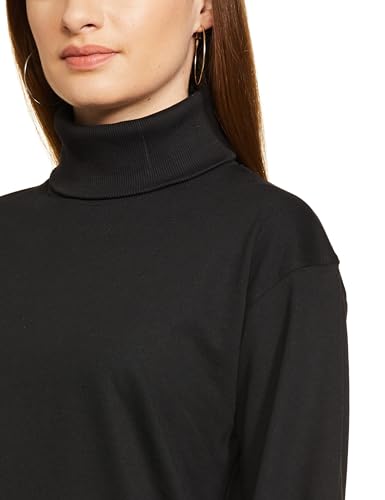 FYLTR Womens Drop Shoulder Boxy Fit Sweatshirt with Turtle Neck & Balloon Sleeve