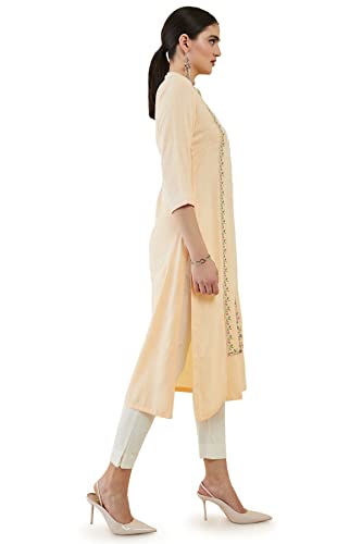 Soch Light Yellow Rayon Kurta With Multicolour Floral Embroidery