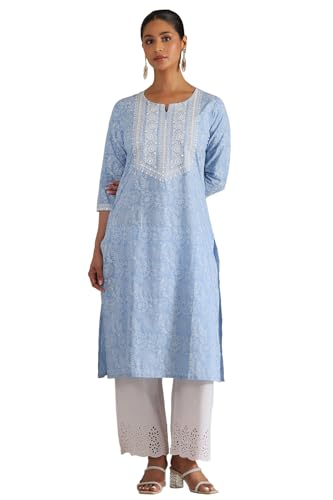 Soch Women Cotton Botanical Print Kurta with Thread Work