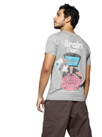 Bewakoof MenS Brain Wash Graphic Printed 100% Cotton T-Shirt - Regular Fit, Round Neck, Half Sleeves_591440_Grey_L