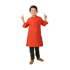 Fabindia BoyS Cotton Printed Regular Fit Kurta (1038807Rust_Orange