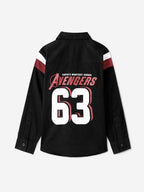 The Souled Store Avengers: 63 Boys Long Sleeves Collared Neck Button Front Black Graphic Printed Regular Fit Cotton Shirts (2-8