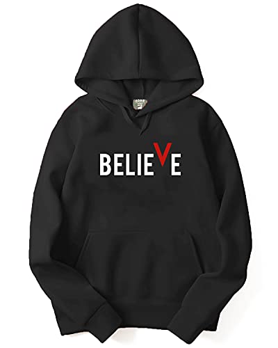 ADRO Men's Cotton Neck Hooded Sweatshirt (H21-M-BVV-BL_Black_XL)