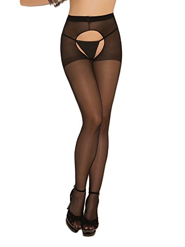 SHEER CROTCHLESS PANTYHOSE BLACK O/S
