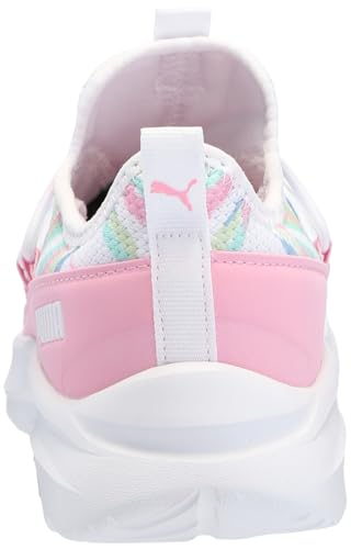 PUMA One4All Sneaker, White-Pink Lilac-Mint, 5 US Unisex Big Kid