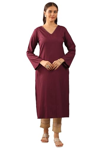Libas Womens Solid Rayon Straight Kurta For Women