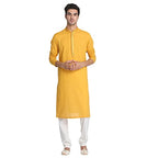 Manyavar MenS Mustard Yellow Self Booti Kurta Set (Mustard,Xl)