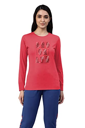 Lyra WomenS Cotton Printed Round Neck Full Sleeves T-Shirt