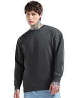 Bewakoof Heavy Duty 1.0 MenS Washed Oversized Fit Full Sleeve Round Neck Fleece Sweatshirt_682735_Grey_M