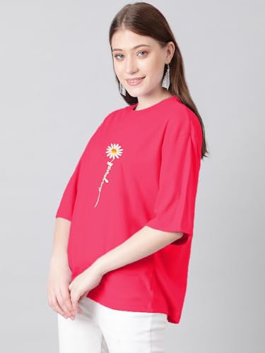 KOTTY Womens Cotton Blend Printed Oversized T-Shirts