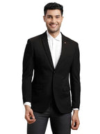 Turtle Men Knitted Solid Black Blazer