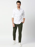 Thomas Scott Mens Solid Regular Fit Trouser Dark Green