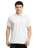 Turtle Men Slim Fit White Solid Knitted Polo T-Shirt
