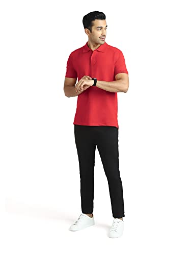 XYXX Mens Cotton Solid Relaxed Fit T-Shirt (XY_CR14_Polo Tshirt_1_Red
