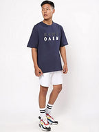 Bewakoof Mens Typography 100% Cotton T-Shirt - Oversized Fit, Round Neck, Half Sleeves Blue