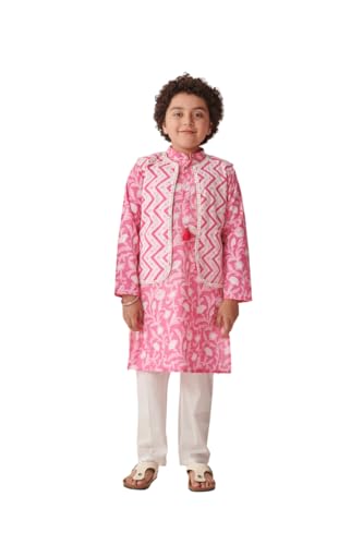 Pspeaches Boys Floral Printed Regular Kurta With Pyjamas (7-8Years)