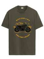 ADRO Mens Royal Bike Design Printed 100% Cotton T-Shirt - Regular Fit, Printed T-Shirts for Men (RN24-RYL-OL_Olive_S)