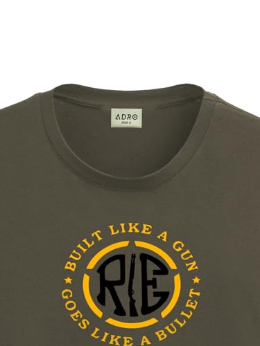 ADRO Men's Solid Regular Fit T-Shirt (RN24-BUL-OL_Olive