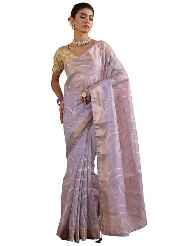 Libas Womens Embellished Nylon Saree With Blouse Piece