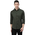Dennis Lingo MenS Cotton Full Sleeves Solid Slim Fit Casual Shirt With Pocket (Green, Xl)