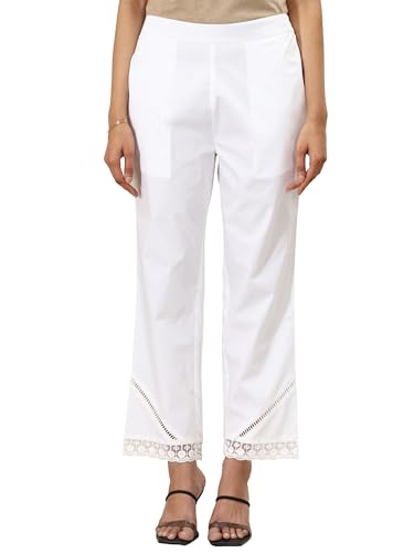 Libas WomenS Straight Fit Trousers (Pl1637_White_Xxl)