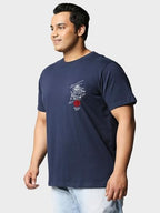 Bewakoof MenS Graphic Print Regular Fit Half Sleeve Round Neck Cotton Plus Size T-Shirt_597933_Blue_5Xl