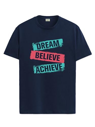 ADRO Men's Solid Regular Fit T-Shirt (RN24-DBA-NB_Navy Blue