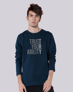 Bewakoof Mens Printed 100% Cotton T-Shirt - Regular Fit, Round Neck, Full Sleeves Blue