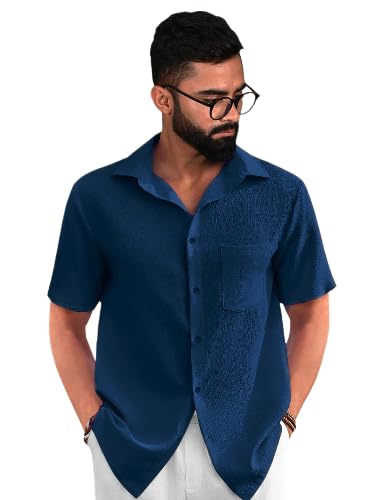 Pinkmint Mens Regular Fit Shirt (CA2_Dark Blue