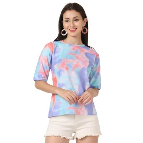 DHRUVI TRENDZ Womens Rayon Casual Regular Top (DT-W1554) Sky Blue-Purple XL