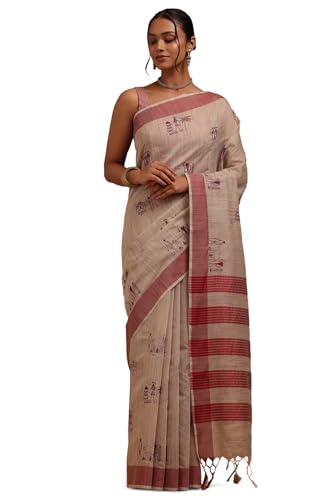 Soch Women Chanderi Warli Print Saree with Thread Work
