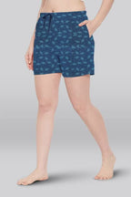 Lyra Pure Cotton Printed Night Shorts For Women