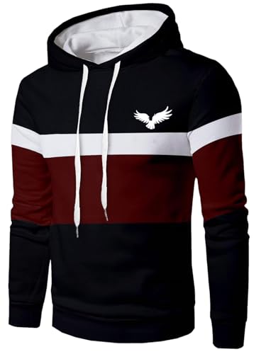 TOPLOT Mens Woolen Blend Hoodie with Hooded Neck (Pata-Hoodie-5145-Maroon-XL)