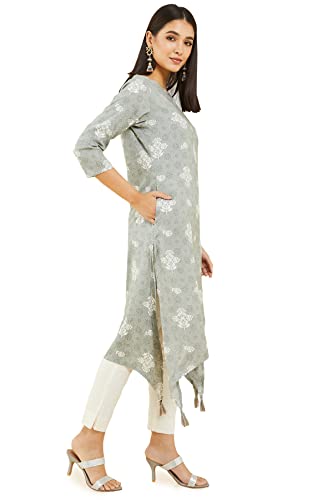 Soch Rayon Grey Printed Women Kurta