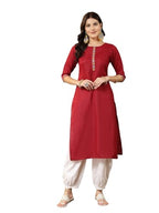 Stylum Women'S Self Designed Cotton Blend Straight Kurta (Isabel36_Maroon, S)