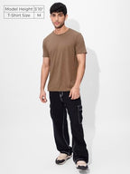 The Souled Store Rockstar Tee: Chestnut Brown Men And Boys Short Sleeves Round Neck Regular Fit Cotton T-Shirts