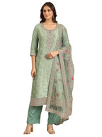 Libas Art Green Woven Design Silk Blend Straight Kurta Set For Women (51264Al)