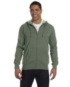Mens OrganicRecycled Heathered Full-Zip Hooded Sweatshirt - BERRY - S(D0102H7ZL9X)