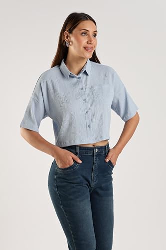 Fyltr WomenS Solid Regular Fit Blouse (Fylss25Wb-1326_Mist Blue