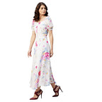 Rare WomenS Polyester Fit And Flare Maxi Dress (Ep6218Ent_White