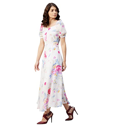 Rare WomenS Polyester Fit And Flare Maxi Dress (Ep6218Ent_White