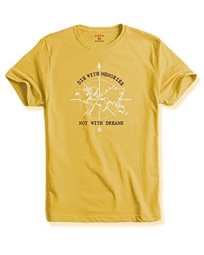 Adro Die With Memories Not With Dreams Mens Printed T-Shirt (M, Light Yellow)