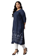 W For Woman Plus Size Indo Floral Print A-Line Kurta With Pin Tucks