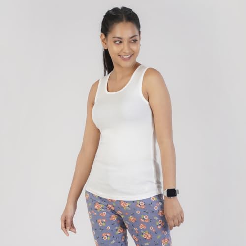 Rupa Colors Playsure Solid 100% Combed Cotton Rib Fabric, Womens Tank Top, Sleeveless Pack of 1
