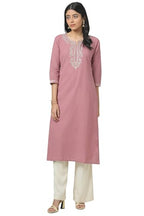 Soch Womens Cotton Flex Embroidered Regular Kurta (CWS5KU61072_Onion Pink