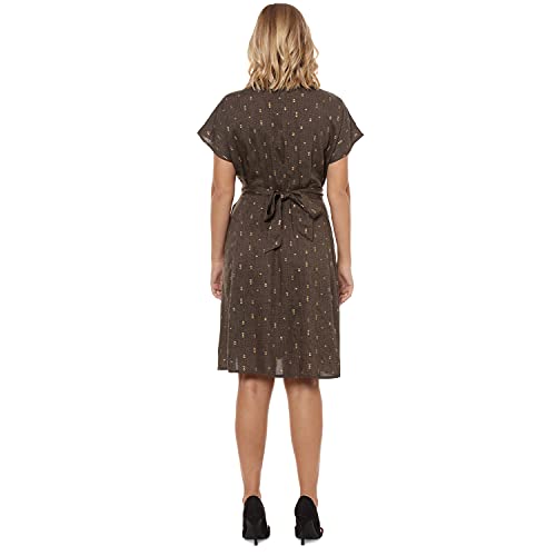 Campus Sutra Cotton Fit And Flare Casual Dress (Ss21Dr_Cswssdr231_L_Coffee_L)