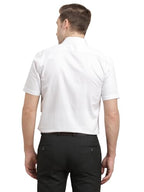 Turtle Men 100% Cotton Slim Fit White Digital Printed Half Sleeve Formal Shirt