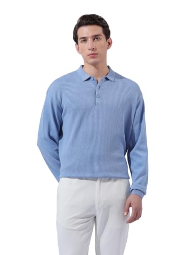 The Indian Garage Co Mens Oversized Textured Flatknit Full Sleeves Sweater