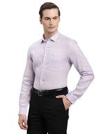 Turtle Men Purple Slim Fit Solid Pure Linen Formal Shirt