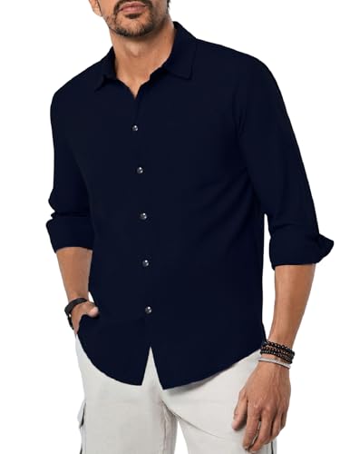 Tagdo MenS Cotton Blend Full Sleeve Solid Shirt With Pocket (Full-Pocket-5169-Navy-Xxl)